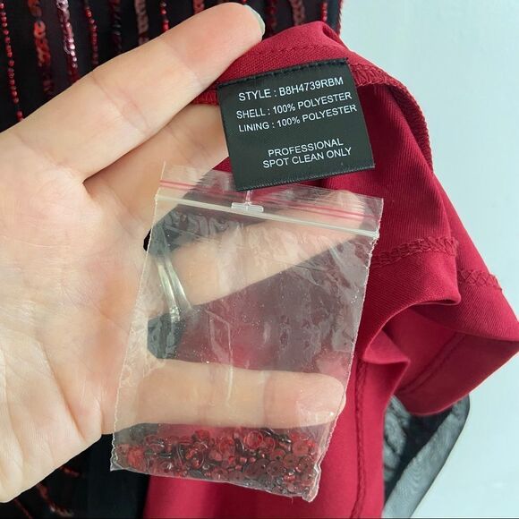 Parker Black Abba Sequin High Low Dress Black Red Size 0 - Picture 15 of 15